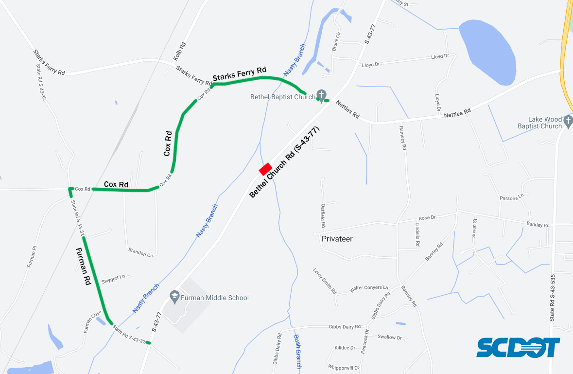 SCDOT to close bridge on Bethel Church Road in Sumter County for